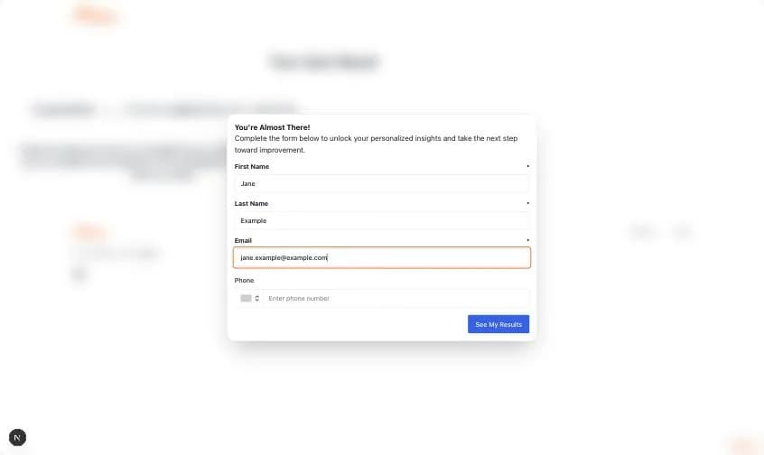 Sonuçtan önceki müşteri adayı formu